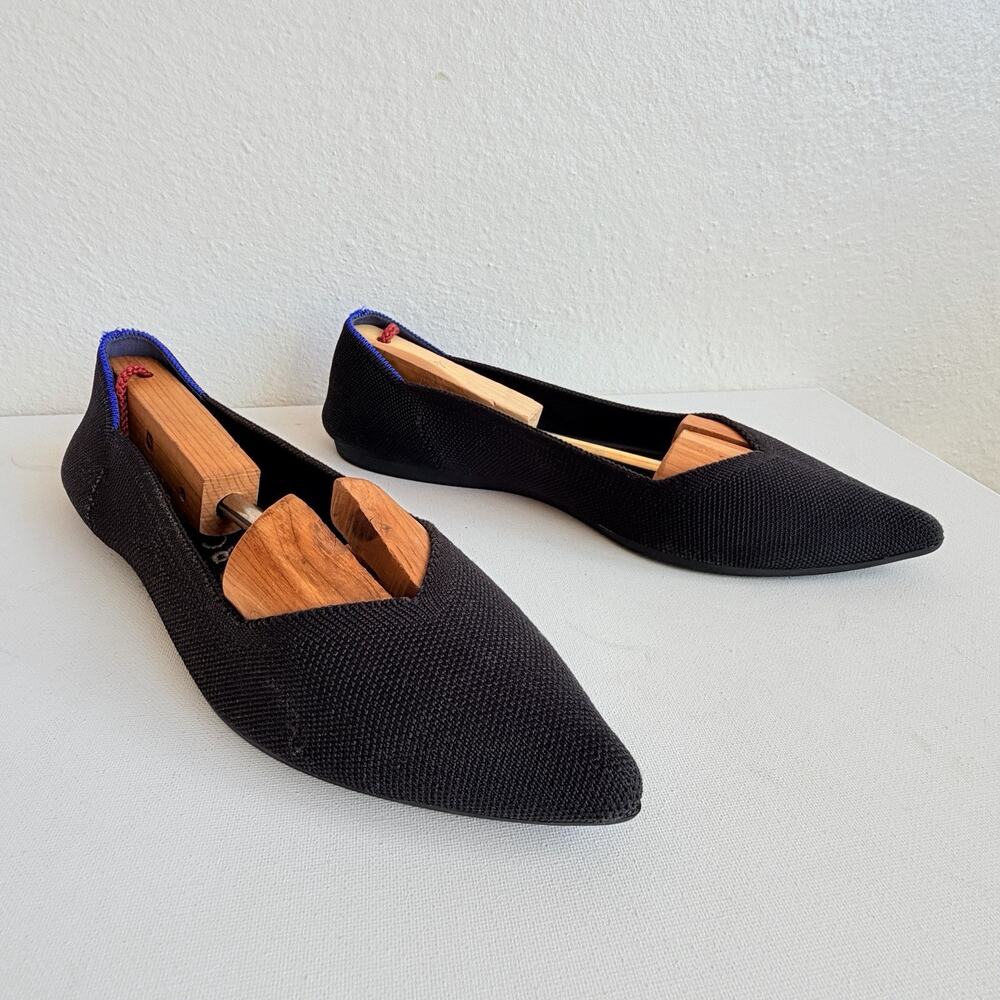 Rothy’s The Point Black Sz 9 Pointed Toe Washable Knit Office Flats Quiet Luxury